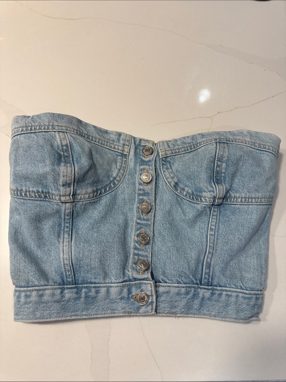 Zara Light Blue Denim Bustier
Corset Top